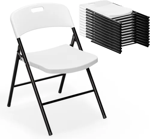 Miniatura 16 de VINGLI Sillas plegables, silla plegable de plástico, capacidad de hasta 350 libras, asientos portátiles para interiores y exteriores, eventos, Negro