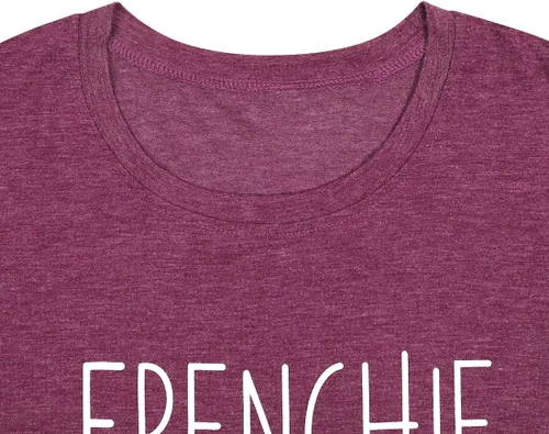 Miniatura 12 de Camiseta de manga corta con texto en inglés «Frenchie Mama», con estampado de letras para mujer, estilo casual