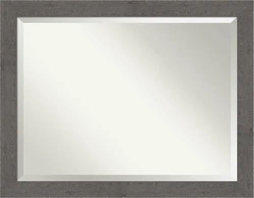 Miniatura 20 de Amanti Art Espejo de baño gris para sobre el fregadero, espejo rectangular gris rústico de corteza de 25 x 21 pulgadas, marco rústico de campo