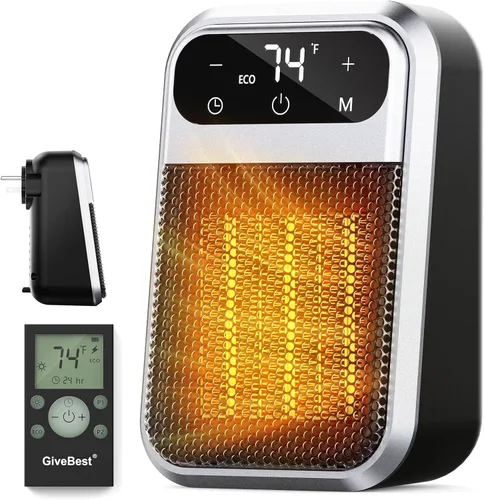Givebest Cyber - Calentador de enchufe de 800 W con modo ECO, ahorra energía, calentador de espacio de salida portátil, pequeños calentadores de