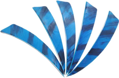 Miniatura 8 de AMEYXGS Paletas de flecha natural de 4 pulgadas con plumas de pavo con flechas de 4.2 in, veletas para flechas de bricolaje, accesorios de 50 Azul