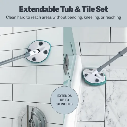 Miniatura 2 de Casabella Cepillo para bañera y azulejos con mango extensible de 28 pulgadas y almohadilla para fregar