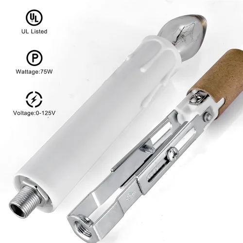 Miniatura 2 de Candelabro E12 - Enchufe de luz de cerámica ajustable de longitud para iluminación de candelabro, portalámparas de candelabro con fundas blancas