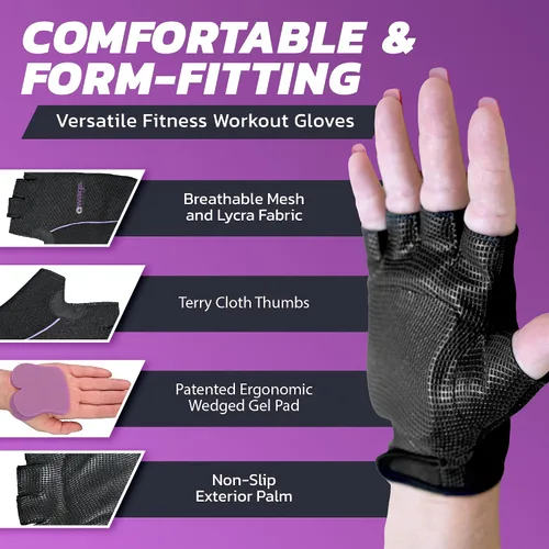 Miniatura 3 de Guantes de fitness para mujeres y hombres con soporte de muñeca, guantes de entrenamiento y entrenamiento de fuerza, accesorios de gimnasio