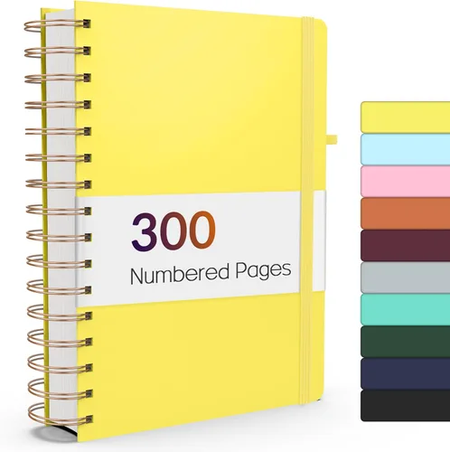 Miniatura 19 de Forvencer Cuaderno rayado en espiral con 300 páginas numeradas, diarios gruesos A5 para escribir con papel de 3.53 oz/m², cuadernos de tapa dura