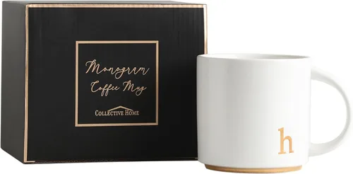 Miniatura 21 de COLLECTIVE HOME - Tazas de cerámica con monograma, tazas de café con inicial dorada de 15 onzas, elegantes tazas de té del alfabeto, elegante taza