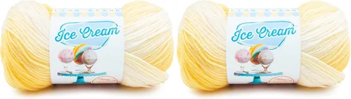 Miniatura 20 de Lion Brand Yarn, Hilo para Bebé Ice Cream para tejer, ganchillo y manualidades, Baseball Nut, 1 paquete, fibra acrílica colorida de peso DK