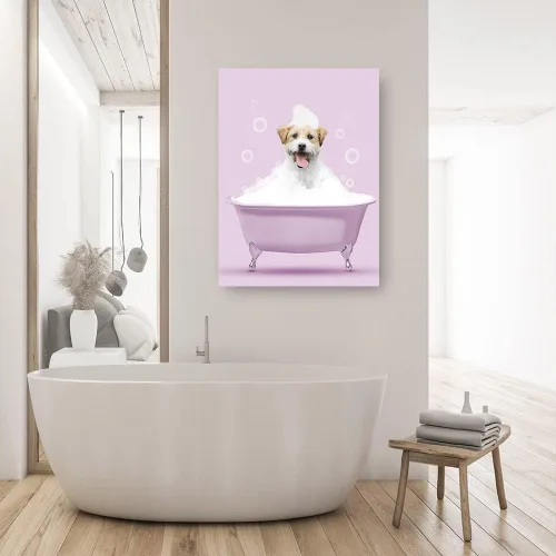 Miniatura 2 de Fotos personalizadas de mascotas en lienzo para pared Arte de baño personalizado Lindo perro gato en bañera Impresiones, divertidos animales Foto