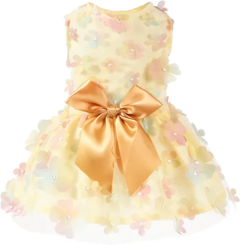Miniatura 9 de Laifug Vestido de perro con estampado de cachorro, vestido de princesa para perro, ropa de fiesta linda (rosa, M)