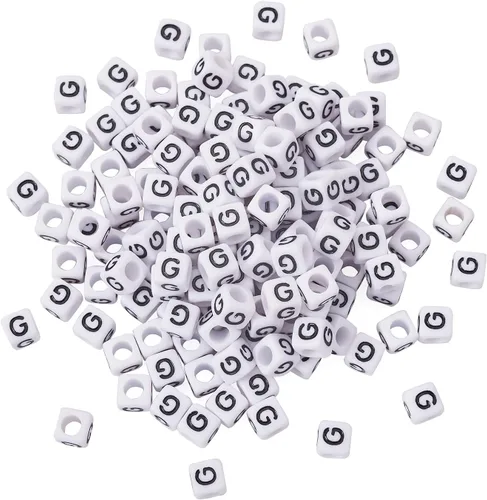 Miniatura 23 de FASHEWELRY 300 cuentas cúbicas de acrílico con números cuadrados mezclados del 0 al 9, cuentas de acrílico blanco de 0.236 x 0.236 pulgadas