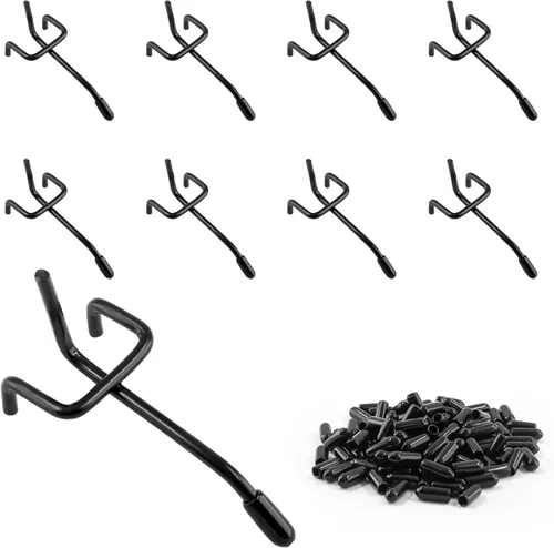 Miniatura 8 de 100 ganchos para tablero de clavijas de 4 pulgadas, gancho de acero inoxidable, organizador de herramientas para tablero de clavijas de garaje