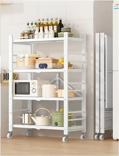 Estantes plegables sin instalación Tipo de piso Horno de cocina multicapa Estante para ollas Almacenamiento de microondas Organizadores móviles