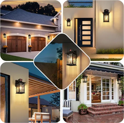 Miniatura 7 de Lámpara exterior con sensor de movimiento para montaje en pared, de bronce aceitado del anochecer al amanecer, impermeable, con base E26, linterna