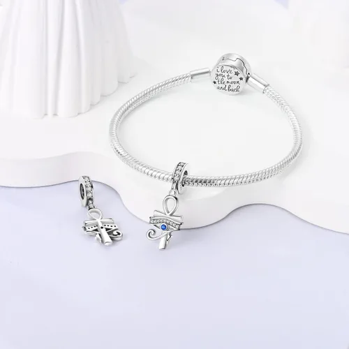 Miniatura 42 de MULA - Dijes de plata de ley 925 para pulseras y collares, colgantes de letras para la familia, cuentas de viaje en avión, dijes de árbol