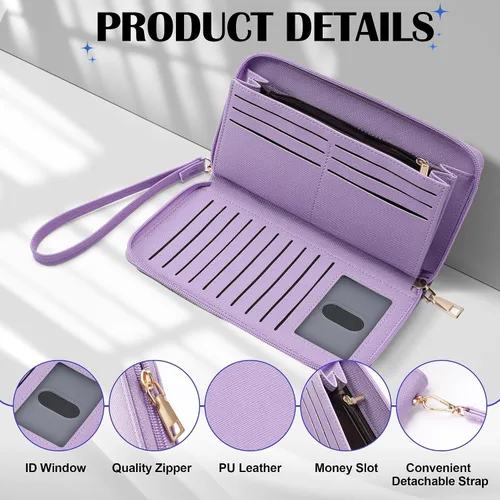 Miniatura 114 de Chelmon - Monedero para mujer de cuero genuino con bloqueo de señal RFID, para tarjetas de crédito