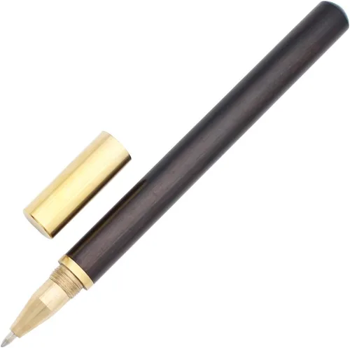 Miniatura 4 de Gullor Bolígrafo de punta redonda de madera de latón hecho a mano, bolígrafo de tinta Liguid para oficina, regalo de negocios, madera negra