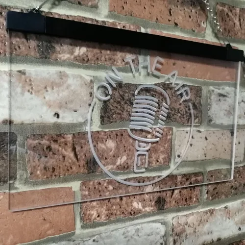 Miniatura 3 de ADVPRO - cartel de neón para estudio de grabación, LED, con micrófono y rótulo «On the air» Verde y azul
