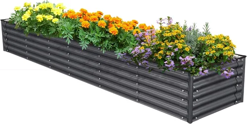 Miniatura 9 de Olle Juego de camas de jardín elevadas galvanizadas en forma de U 4 en 1 de 17 pulgadas de alto, en forma de U, para jardinería, jardinería, maceta