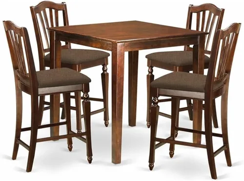 Miniatura 6 de East West Furniture VNCH5-MAH-W - Juego de comedor de 5 piezas de altura de mostrador, incluye una mesa de cocina cuadrada y 4 sillas de comedor, 36