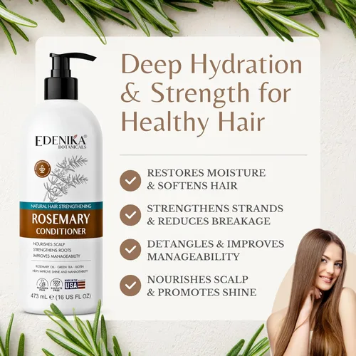 Miniatura 2 de Edenika Botanicals Tratamiento de Acondicionador con Aceite de Romero y Biotina para Cabello Delgado, Anti-Caída, Desenredante, Nutritivo