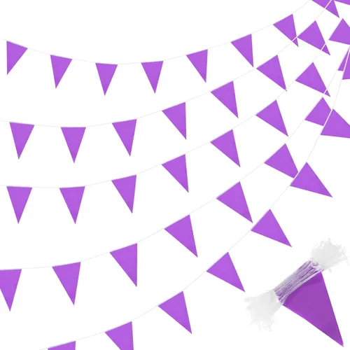 Miniatura 11 de Tatuo Banderines Sólidos de 200 Pies, Banderas de Cordel Triangulares Colgantes, Banderines DIY, Decoraciones de Fiesta para Gran Inauguración, Verde