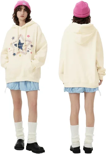 Miniatura 3 de Aelfric Eden Sudaderas con capucha de gran tamaño para mujer, con estampado de estrellas, de vellón, unisex, con bolsillo