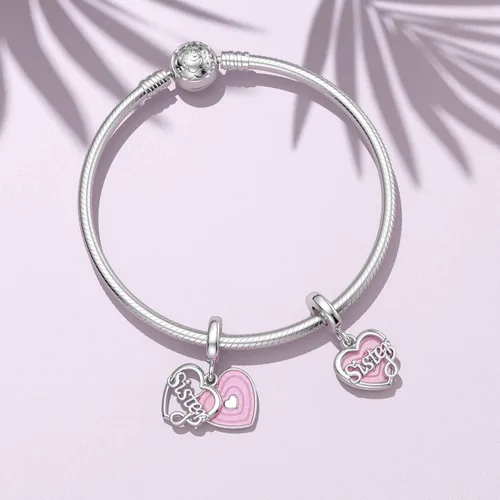 Miniatura 2 de SEVENWELL Dijes familiares para Pandora, plata de ley 925 con forma de corazón y flores para pulsera, mamá, hermana, hija, esposa, nana, mejor amiga