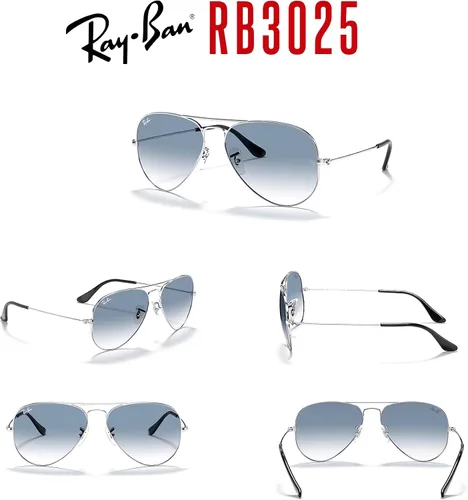 Miniatura 23 de Ray-Ban RB3025 - Lentes de sol de aviador de metal para hombre y mujer + paquete con kit de cuidado de gafas iWear de diseñador