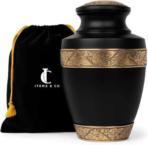Urna de alta calidad para cenizas humanas, urna funeraria Itemsandco para adultos, elegante urna conmemorativa negra griega para mujeres y hombres,