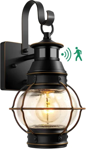 Miniatura 7 de Lamomo Luz Exterior Negra, Luces de Porche Frontal Exterior para Casa, Luces con Sensor de Movimiento del Atardecer al Amanecer, Linterna