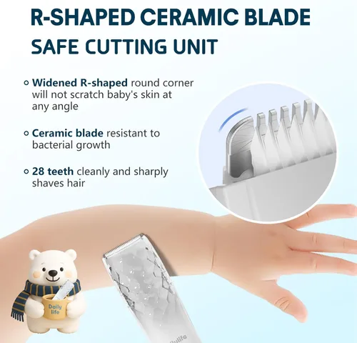 Miniatura 3 de DAILYLIFE Cortapelos para bebés, cortapelos silenciosos para niños con autismo, kit de corte sensorial de pelo de bebé, recortador de pelo
