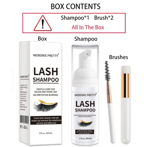 Miniatura 7 de Champú para extensión de pestañas 50 ml + cepillo - Limpiador espumoso para párpados - Libre de parabenos y sulfatos sensibles - Lavado de pestañas