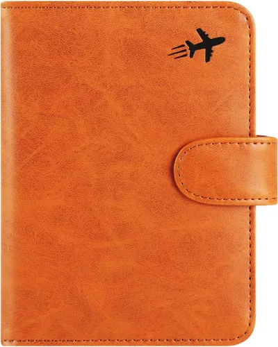 Miniatura 23 de Funda para pasaporte, cartera con bloqueo RFID, funda de piel para tarjetas, accesorios de viaje para mujeres y hombres, negro