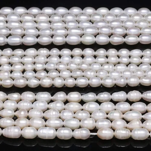 Miniatura 4 de Cuentas de perlas, perlas ovaladas naturales cultivadas de agua dulce, cuentas sueltas de 0.236-0.276 in, 14.2 pulgadas, nivel de calidad A