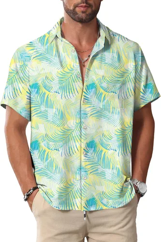 Miniatura 17 de KYKU Hawaiian Shirt for Men: Tropical Summer Beach Short Sleeve Button Down Shirt with Pocket
