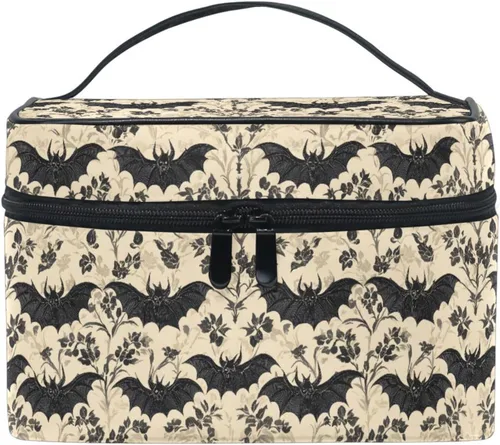 Miniatura 33 de Bolsa de maquillaje, bolsa organizadora de maquillaje de viaje con estampado de leopardo rosa, neceser para niñas, mujeres y mujeres, Geométrico 115