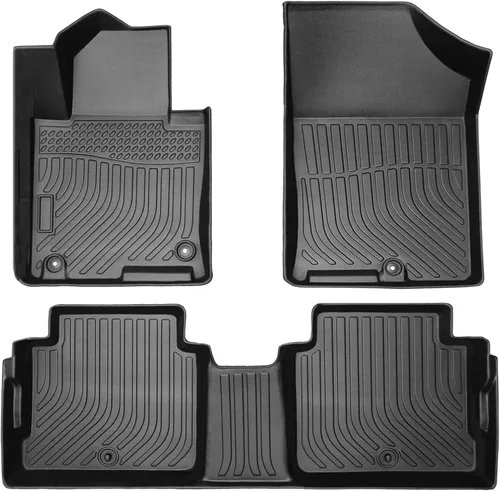 Alfombrillas de piso personalizadas para Hyundai Sonata 2015-2019, piso de goma TPE para todo clima, sin olor, antideslizante, 1ª y 2ª fila, negro