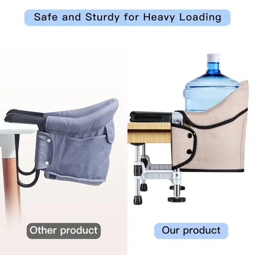Miniatura 4 de Silla de enganche, silla alta portátil con clip para uso en la mayoría de las mesas, silla alta adjunta a la mesa con bolsa de transporte, silla
