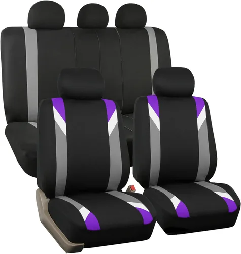 Miniatura 13 de FH Group - Fundas de tela para asientos delanteros bajos de auto con reposacabezas extraíble, ajuste universal, compatible con bolsa de aire