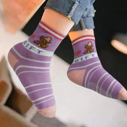 Miniatura 7 de Calcetines SkiBeaut para niño, 12 pares de calcetines antideslizantes para niño, calcetines de algodón con adherencia para niños de 1-3 3-5 5-7
