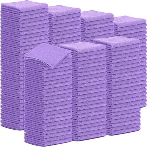 Miniatura 11 de Tenare Paquete de 100 paños de limpieza de microfibra de 12 x 12 pulgadas, trapos de limpieza reutilizables, toallas de microfibra a granel, paños