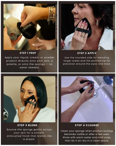 Miniatura 9 de BLEND & SNAP - Esponja de maquillaje triangular de terciopelo grande para una cobertura suave e impecable, esponja secante para base