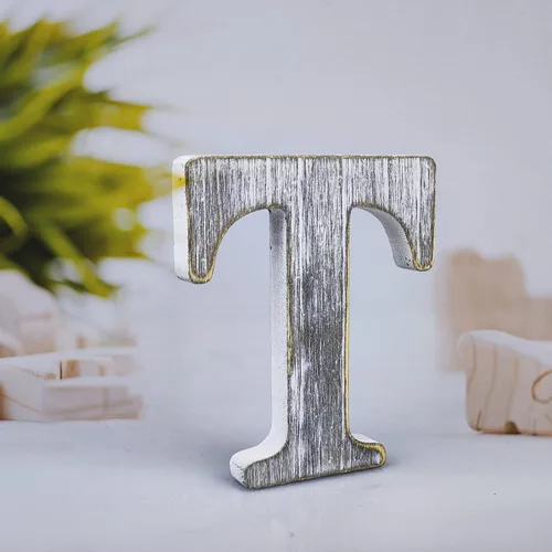 Miniatura 18 de Letras de madera rústica sin terminar de 4 pulgadas para decoración de pared, letras decorativas de pie en rodajas, decoración de tablero