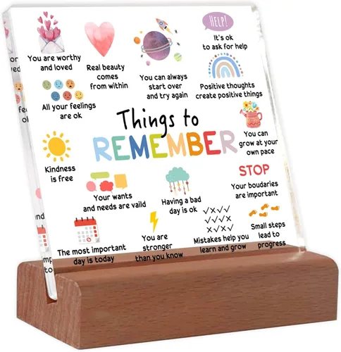 Recordatorios de salud mental, decoración de oficina, regalo de consejero escolar, consejos imprescindibles, letrero acrílico para terapia de
