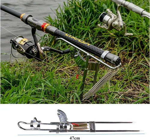 Miniatura 2 de Soporte de caña de pescar práctico desmontable al aire libre doble ángulo de resorte poste de pesca automático encendedor soporte soporte