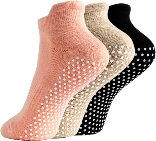 Calcetines de agarre para mujer, pilates, yoga, calcetines de hospital antideslizantes con pinzas para mujer, calcetines adhesivos con cojín para