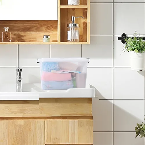 Miniatura 7 de Paquete de 4 cajas de almacenamiento de 10.5 cuartos de galón con tapa, contenedor de plástico para almacenamiento Clear BPA-free plastic, secure
