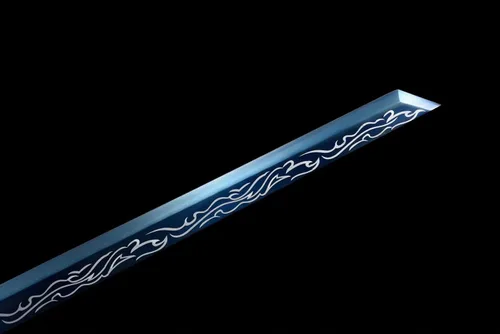 Miniatura 7 de Espada de lobo hecha a mano Cool Blue Carbon Steel Chinese Tang Dao con cinturón