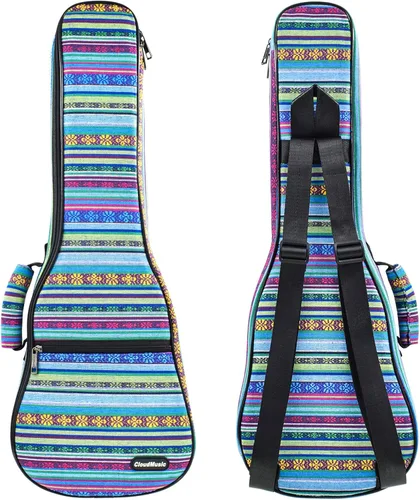 Miniatura 20 de CLOUDMUSIC Estuche para ukelele Bolsa de concierto Mochila acolchada para soprano 21 pulgadas (Soprano, Negro)