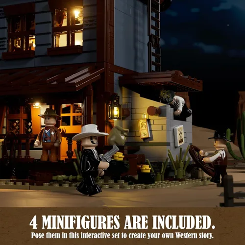 Miniatura 7 de Funwhole Juego de construcción de la oficina del sheriff con luces LED - El conjunto de construcción de bloques de luz LED de la oficina del sheriff